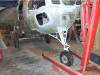 Nose gear installed on a Beech F35