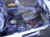Engine compartment with engine removed